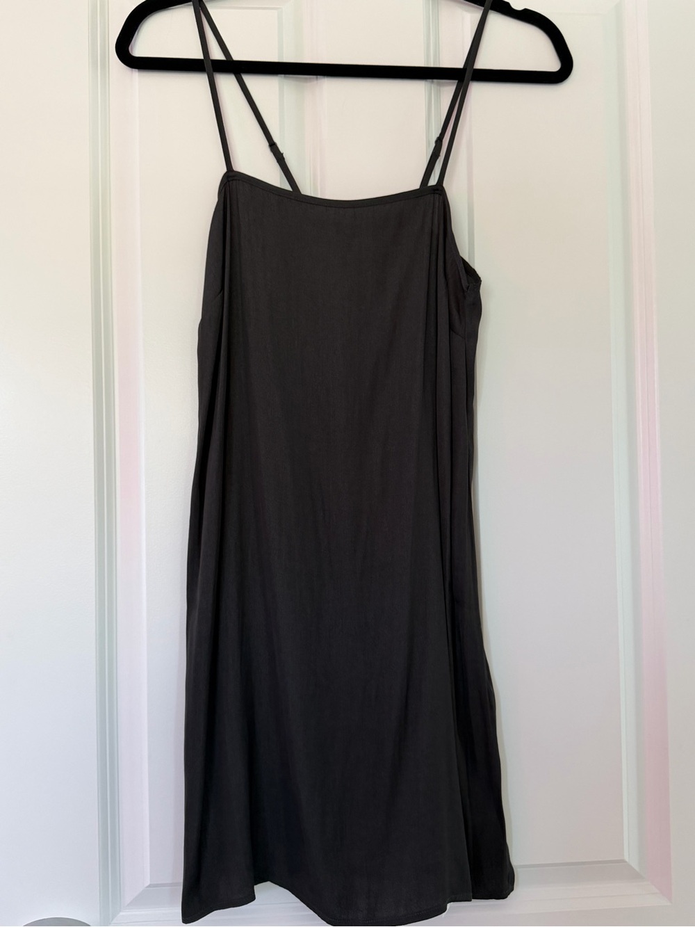 Women's Black Slip Dress - Minimal Spaghetti Strap Style